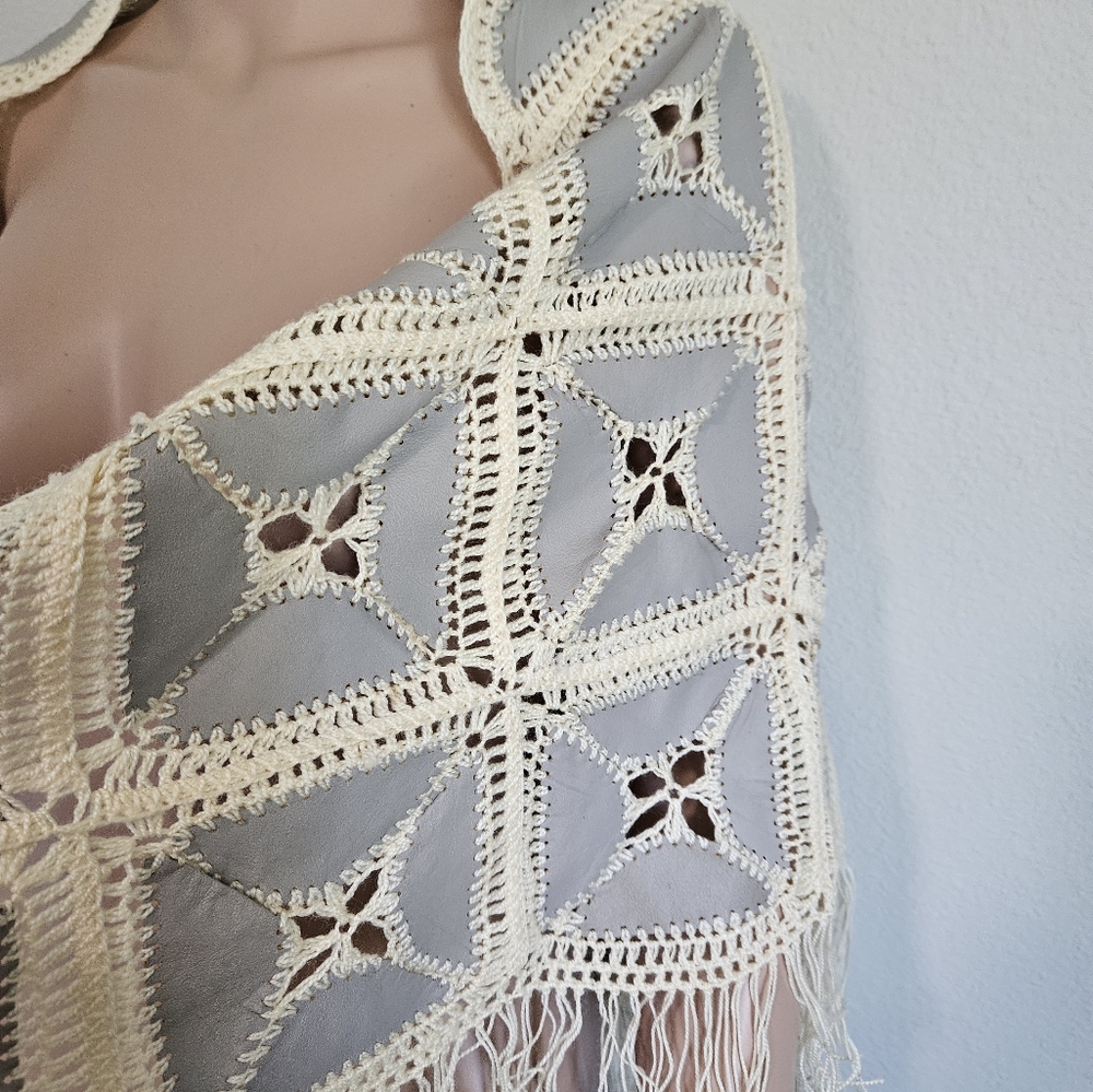 Vintage Patchwork Leather Shawl - image 2